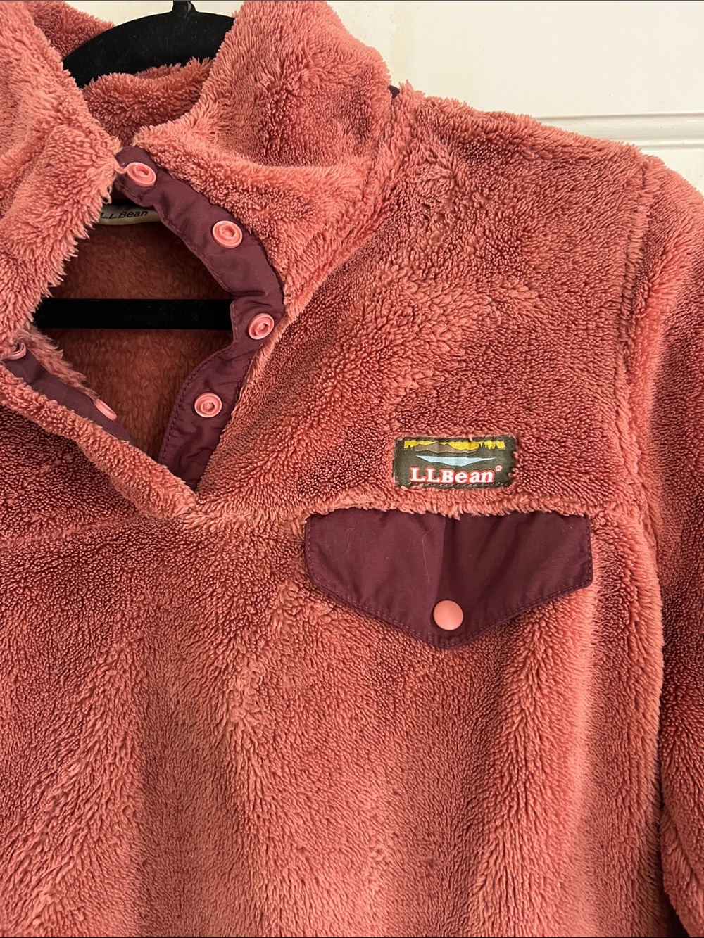 L.L. Bean Rust Plush Fleece Snap Pullover